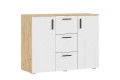 Комод Сильвия 3 ящика 2 двери Браш Вайт - Дуб Крафт