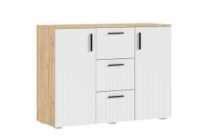 Комод Сильвия 3 ящика 2 двери Браш Вайт - Дуб Крафт