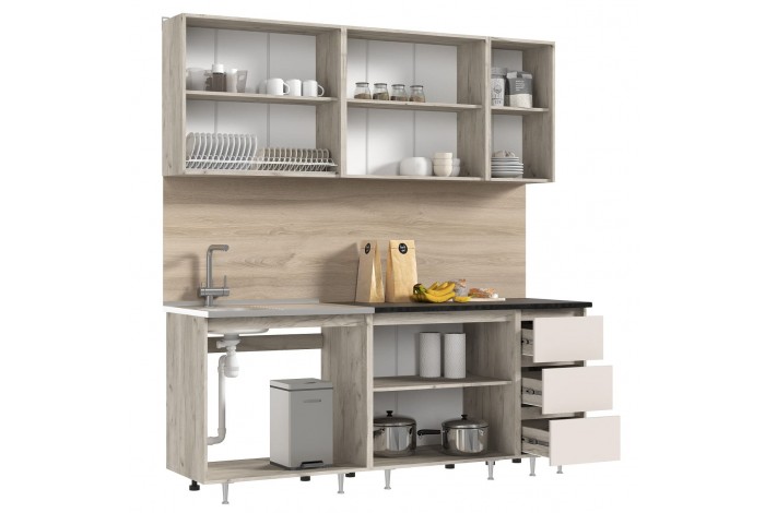 Кухня Челси 2,0 м дуб крафт серый - кашемир