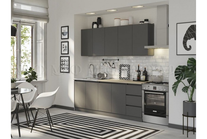 Кухня Челси 2,0 м графит - графит