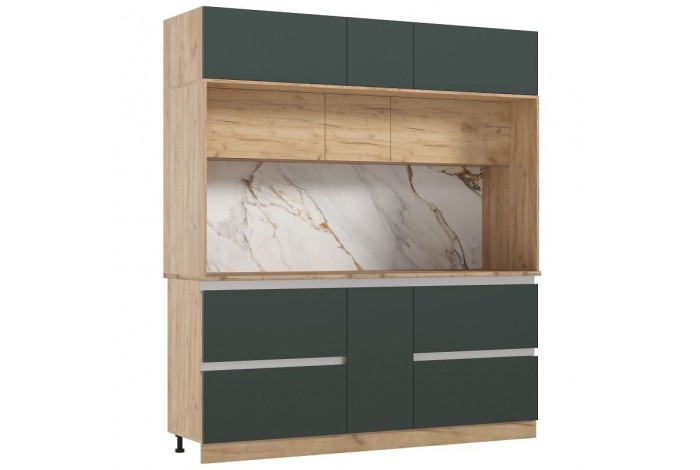 Кухня Карина 3,2 ВТ дуб крафт золотой - изумрудный