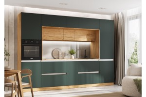 Кухня "Карина" 3,2 ВТ дуб крафт золотой - изумрудный