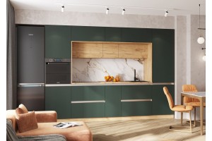 Кухня "Карина" 3,2 ВТ дуб крафт золотой - изумрудный