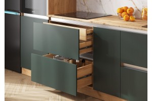 Кухня "Карина" 3,2 ВТ дуб крафт золотой - изумрудный