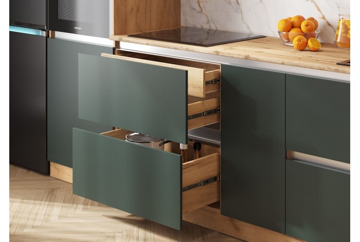 Кухня Карина 3,2 ВТ дуб крафт золотой - изумрудный