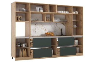 Кухня "Карина" 3,2 ВТ дуб крафт золотой - изумрудный