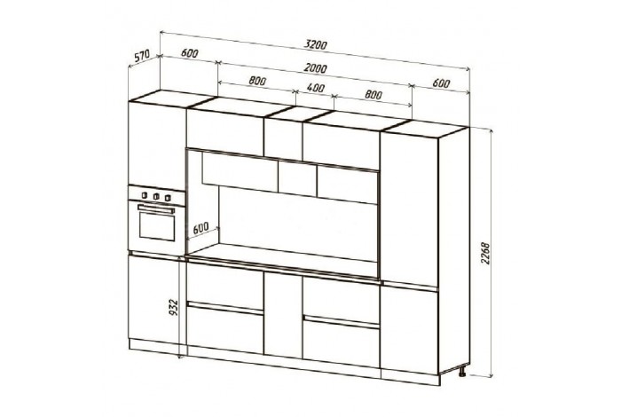 Кухня Карина 3,2 ВТ дуб сонома - пластер скай