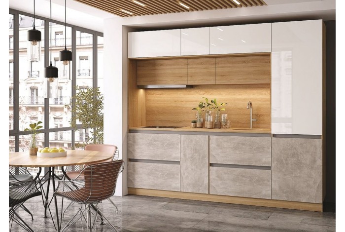 Кухня Карина 2,6 дуб сонома - бетон светлый