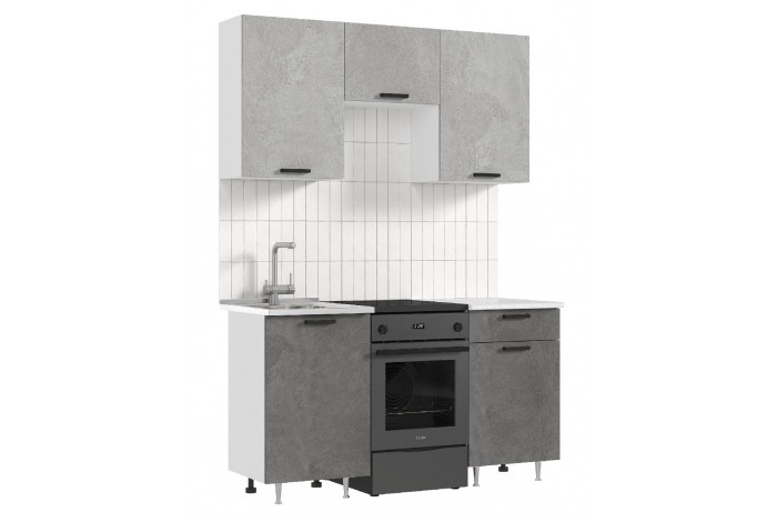Кухня Рио 1,0 м с ШВГ500-342 бетон темный - бетон светлый
