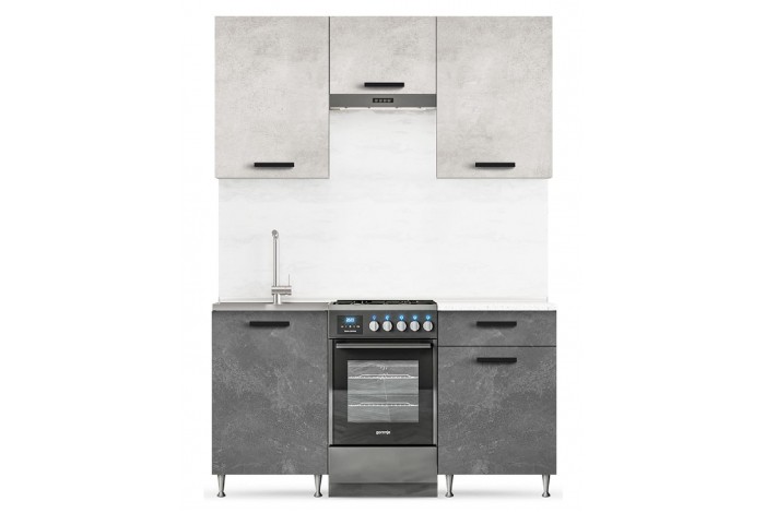 Кухня Рио 1,0 м с ШВГ500-342 бетон темный - бетон светлый