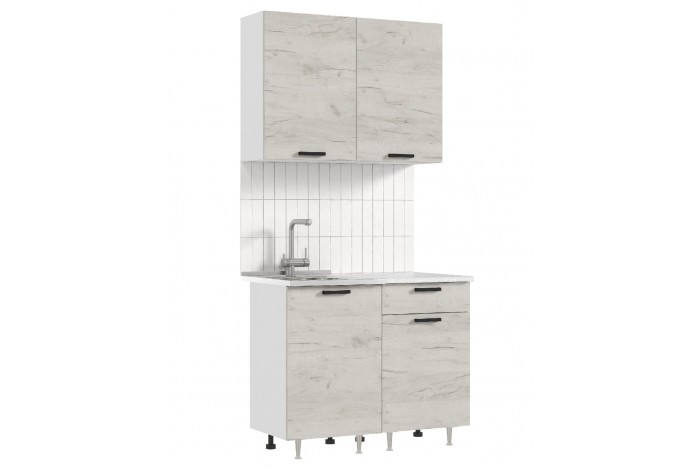 Кухня Рио 1,0 м дуб крафт белый - белый