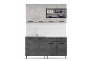 Кухня "Рио" 1,6 м (бетон темный - бетон светлый)