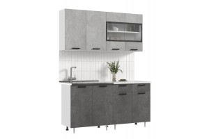 Кухня "Рио" 1,6 м (бетон темный - бетон светлый)