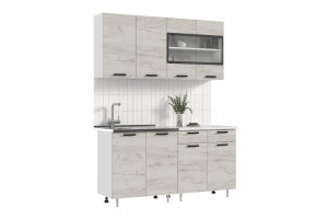 Кухня "Рио" 1,6 м (дуб крафт белый - белый)