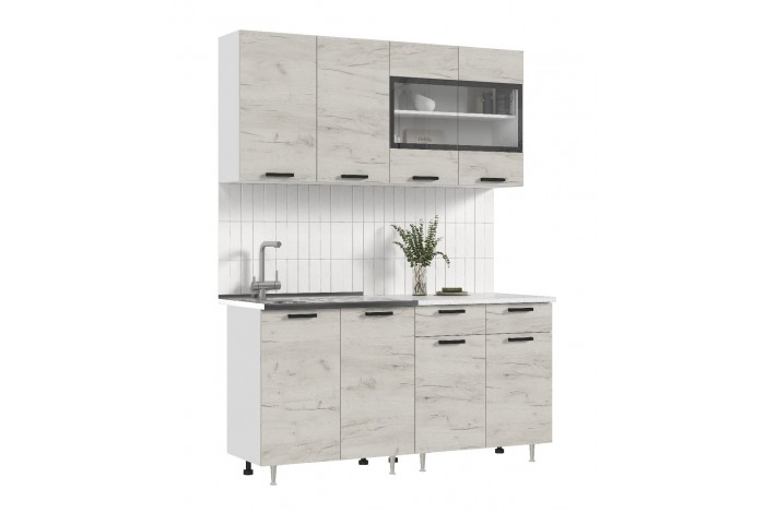 Кухня Рио 1,6 м дуб крафт белый - белый