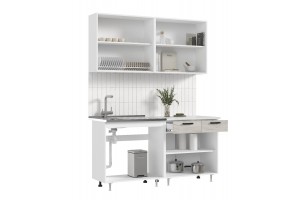 Кухня "Рио" 1,6 м (дуб крафт белый - белый)