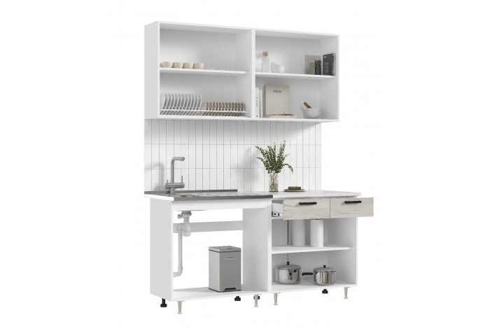 Кухня Рио 1,6 м дуб крафт белый - белый