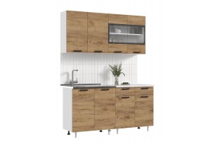 Кухня "Рио" 1,6 м (дуб крафт золотой - дуб крафт золотой)