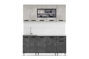 Кухня "Рио" 1,8 м (бетон темный - бетон светлый)