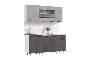 Кухня "Рио" 1,8 м (бетон темный - бетон светлый)