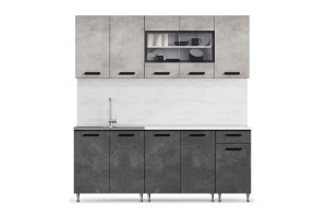 Кухня "Рио" 2,0 м (бетон темный - бетон светлый)