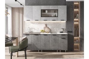 Кухня "Рио" 2,0 м (бетон темный - бетон светлый)