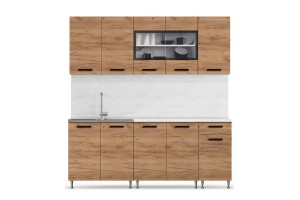 Кухня "Рио" 2,0 м (дуб крафт золотой - дуб крафт золотой)