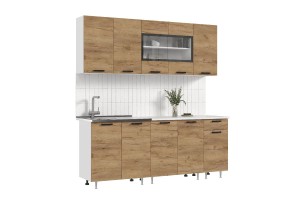 Кухня "Рио" 2,0 м (дуб крафт золотой - дуб крафт золотой)