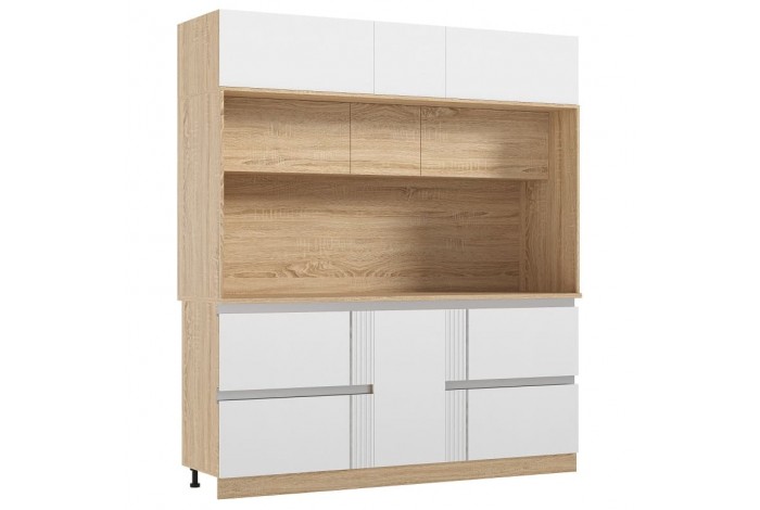 Кухня Карина 3,2 ВТ дуб сонома - пластер бьянко