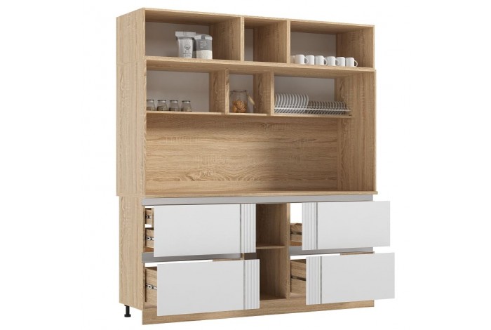 Кухня Карина 3,2 ВТ дуб сонома - пластер бьянко