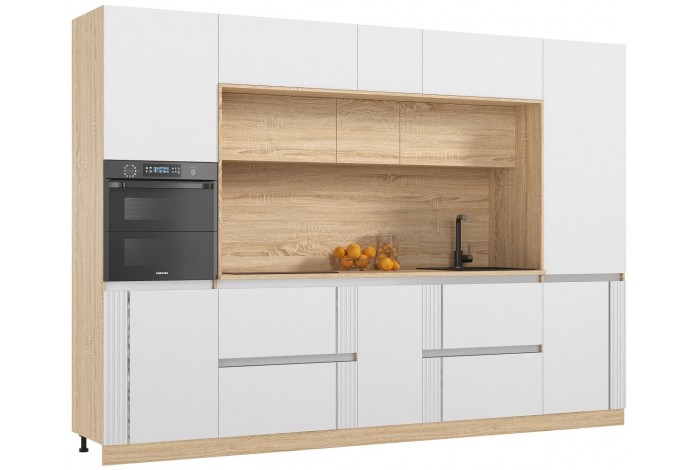 Кухня Карина 3,2 ВТ дуб сонома - пластер бьянко