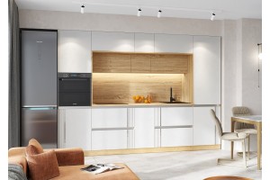 Кухня "Карина" 3,2 ВТ дуб сонома - пластер бьянко