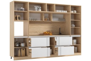 Кухня "Карина" 3,2 ВТ дуб сонома - пластер бьянко