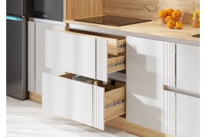 Кухня "Карина" 3,2 ВТ дуб сонома - пластер бьянко