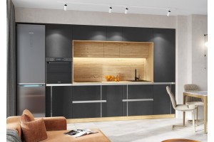 Кухня "Карина" 3,2 ВТ дуб сонома - пластер блэк