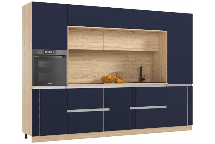 Кухня Карина 3,2 ВТ дуб сонома - пластер индиго