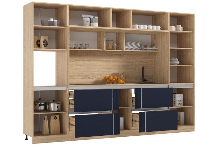 Кухня Карина 3,2 ВТ дуб сонома - пластер индиго