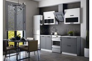 Кухня "Монако" 1,6 м комплект 2 (графит софт - белый снег софт)