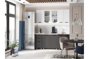 Кухня "Монако" 1,8 м комплект 1 (графит софт - белый снег софт)