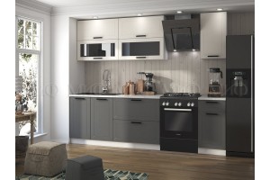 Кухня "Монако" 2,0 м комплект 2 (графит софт - белый снег софт)