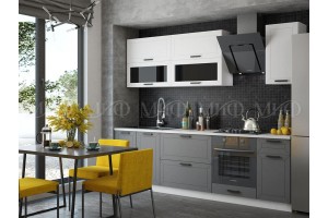 Кухня "Монако" 2,6 м ВТ (графит софт - белый снег софт)