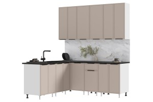 Кухня угловая "Николь" 1,8х2,0/900 м Белый - Холст Латте