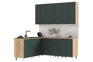 Кухня угловая "Николь" 1,8х2,0/900 м Дуб Крафт Золотой - Браш Мени Грин