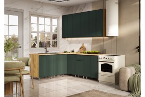 Кухня угловая "Николь" 1,8х2,0/900 м Дуб Крафт Золотой - Браш Мени Грин