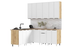 Кухня угловая "Николь" 1,8х2,0/900 м Дуб Крафт Золотой - Браш Вайт