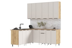 Кухня угловая "Николь" 1,8х2,0/900 м Дуб Крафт Золотой - Кашемир