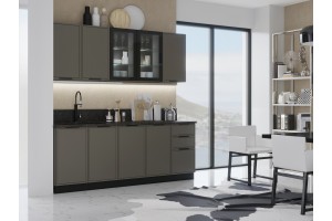 Кухня "Николь" 2,0 м комплект 1 (холст вулканический)