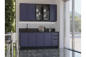 Кухня "Николь" 2,0 / 900 м (холст сапфировый)