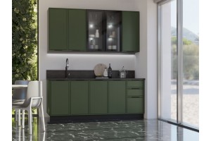 Кухня "Николь" 2,0 / 900 м (холст тёмно-зелёный)