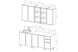 Кухня "Николь" 2,0 / 900 м (холст белый - холст белый)